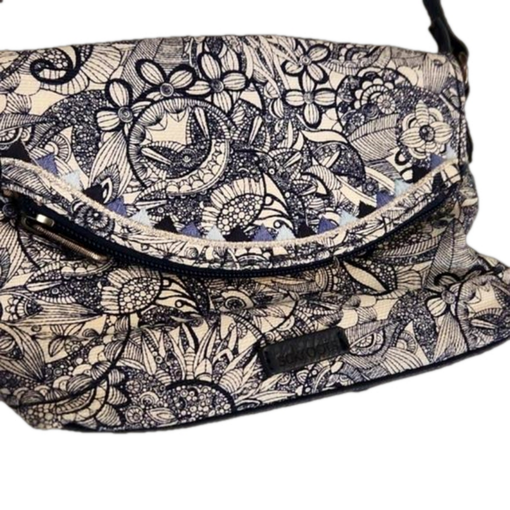 Womens Sakroots Pacific Floral navy boho embroidered crossbody bag.